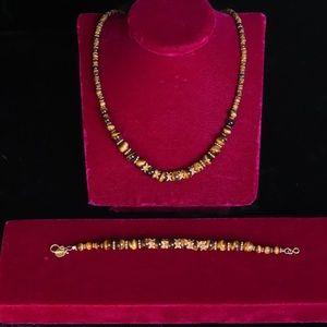 Tiger Eye beaded necklace and bracelet set